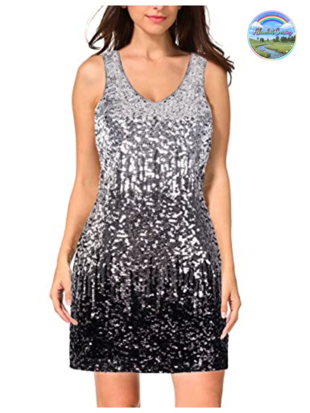Sequin Bodycon V-Neck Sleeveless Party Club Dress